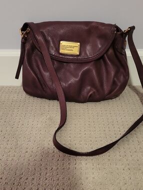 Marc by Marc Jacobs Plum Pebbled Leather Crossbody with Gold Plaque